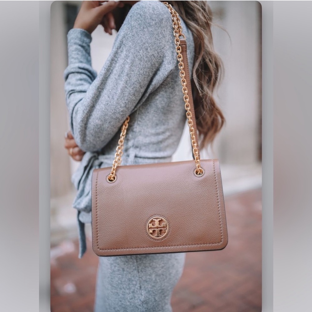 💯 Tory Burch Carson Convertible Leather Crossbody Bag In Devon Sand